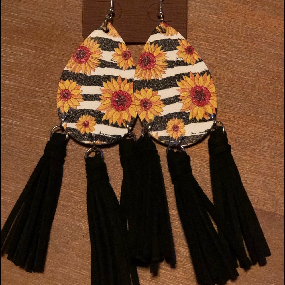 Sunflower tassel earrings
